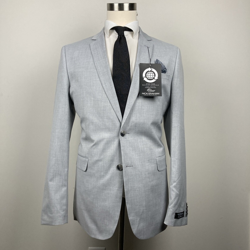 Nick Graham Men's Slim-Fit Stretch Suit Jacket Grey 42L